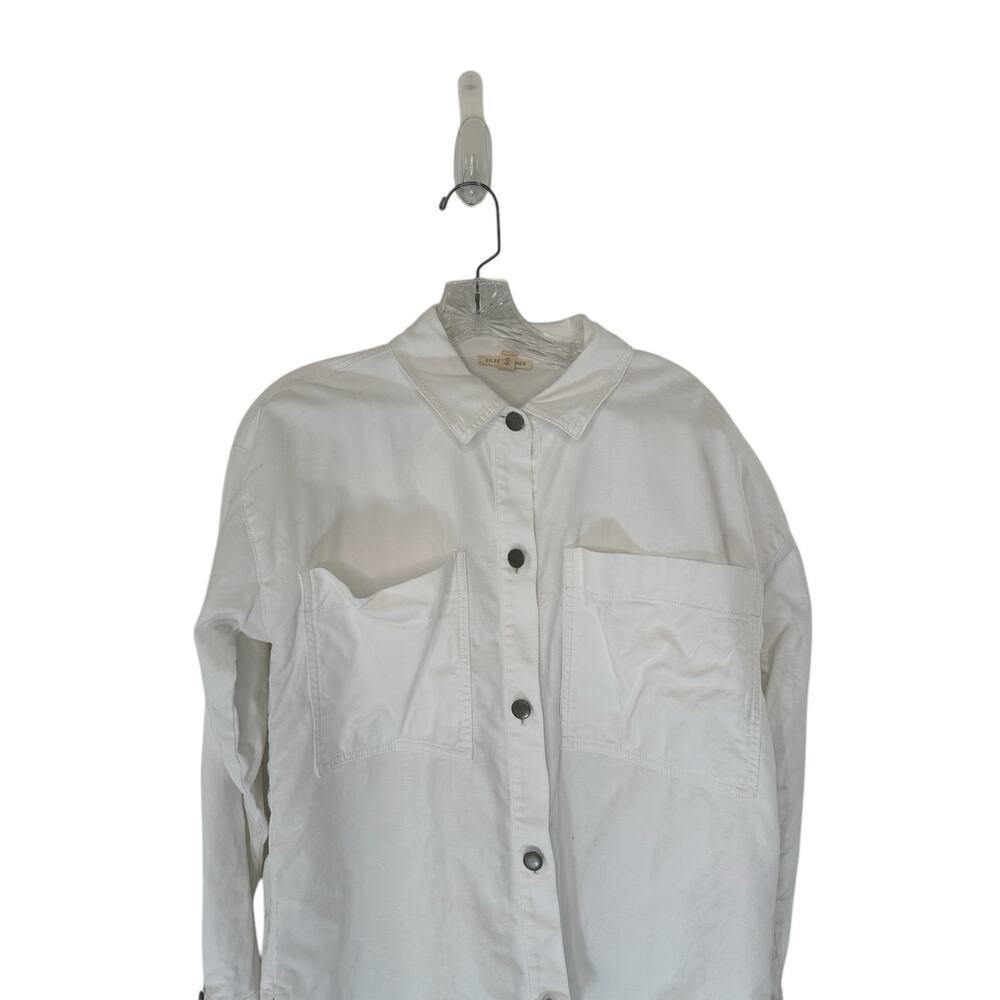 Eileen Fisher White Basic Full Button Coastal Gra… - image 4